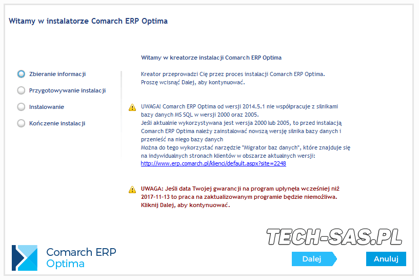Aktualizacja Comarch ERP Optima 