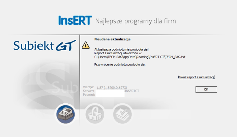 SubiektGT – Nieudana aktualizacja do 1.87