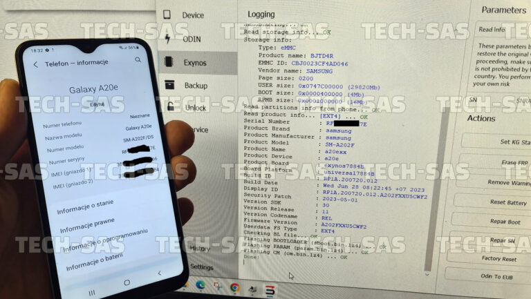 Usuwanie blokady Google FRP z Samsung Galaxy A20e (SM-A202F)